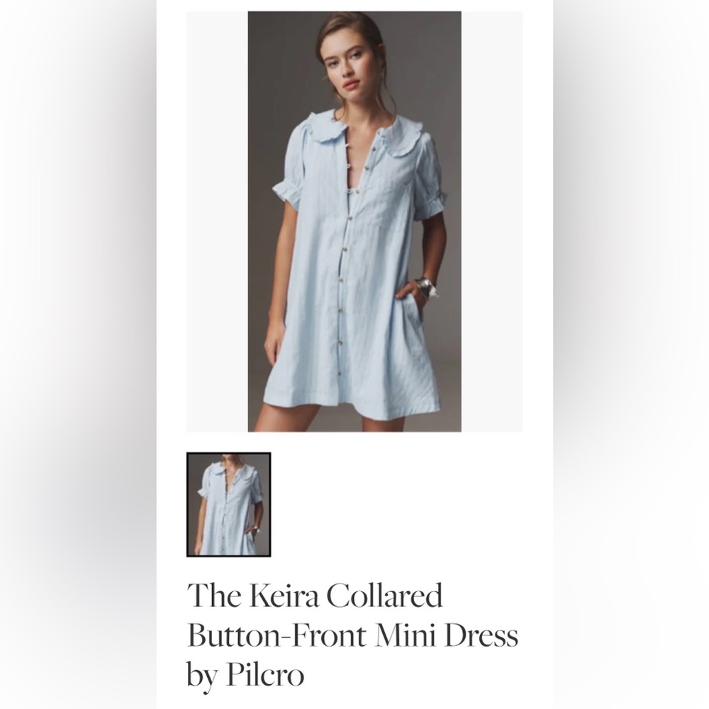 Pilcro Light Blue Collared Button-Front Mini Dress